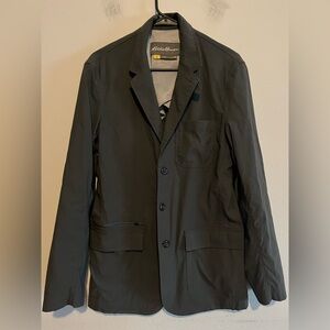 Eddie Bauer Mens Dark Gray Lightweight Travex 50 Voyager Travel Blazer Jacket 40